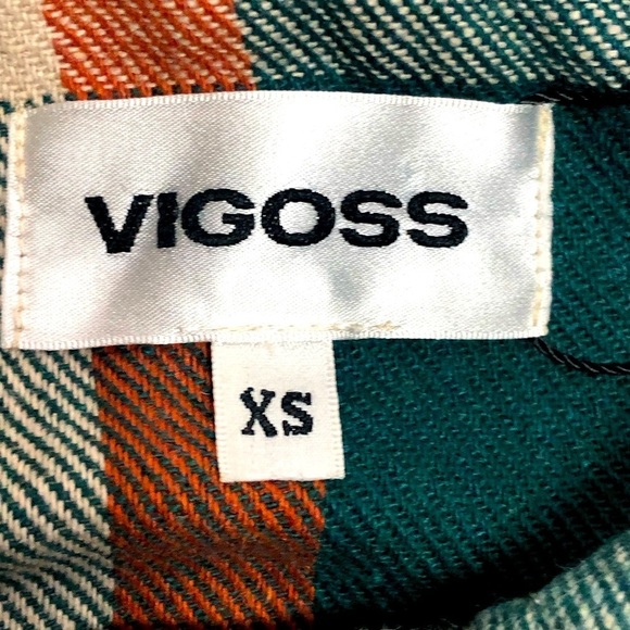 Shacket jade green and coral plaid long sleeve button down XS - Picture 9 of 13